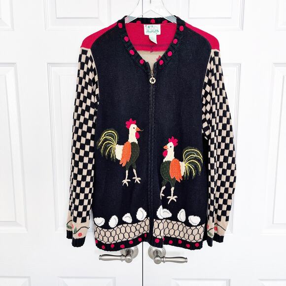 The Quaker Factory Vintage Barn Animals Knit Cardigan - Picture 1 of 9